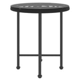 NNEVL Dining Table Black Ø50 cm Tempered Glass and Steel