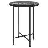 NNEVL Dining Table Black Ø55 cm Tempered Glass and Steel