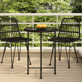 NNEVL Dining Table Black Ø55 cm Tempered Glass and Steel