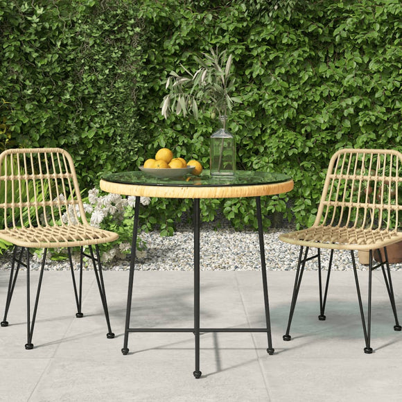 NNEVL Dining Table Ø80 cm Tempered Glass and Steel