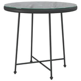 NNEVL Dining Table Black Ø80 cm Tempered Glass and Steel
