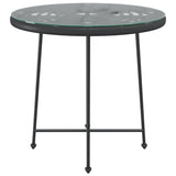 NNEVL Dining Table Black Ø80 cm Tempered Glass and Steel