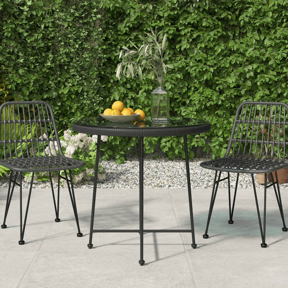 NNEVL Dining Table Black Ø80 cm Tempered Glass and Steel