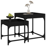 NNEVL Side Tables 2 pcs Black Engineered Wood
