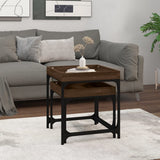 NNEVL Side Tables 2 pcs Brown Oak Engineered Wood