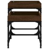 NNEVL Side Tables 2 pcs Brown Oak Engineered Wood