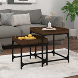NNEVL Side Tables 2 pcs Brown Oak Engineered Wood