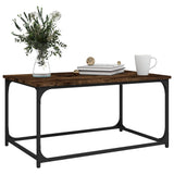 NNEVL Coffee Table Smoked Oak 80x50x40 cm Engineered Wood and Iron