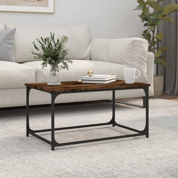 NNEVL Coffee Table Smoked Oak 80x50x40 cm Engineered Wood and Iron