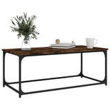 NNEVL Coffee Table Smoked Oak 102x50x40 cm Engineered Wood and Iron