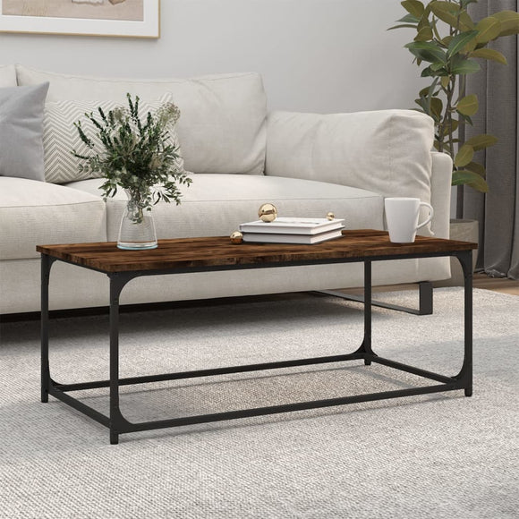 NNEVL Coffee Table Smoked Oak 102x50x40 cm Engineered Wood and Iron