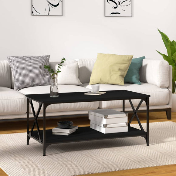 NNEVL Coffee Table Black 100x50x45 cm Engineered Wood and Iron