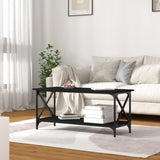 NNEVL Coffee Table Black 100x45x45 cm Engineered Wood and Iron