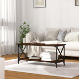 NNEVL Coffee Table Smoked Oak 100x45x45 cm Engineered Wood and Iron