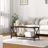 NNEVL Coffee Table Brown Oak 100x45x45 cm Engineered Wood and Iron