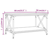 NNEVL Coffee Table Black 80x50x45 cm Engineered Wood and Iron