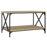 NNEVL Coffee Table Sonoma Oak 80x50x45 cm Engineered Wood and Iron