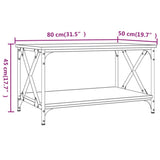 NNEVL Coffee Table Sonoma Oak 80x50x45 cm Engineered Wood and Iron