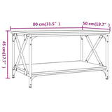 NNEVL Coffee Table Smoked Oak 80x50x45 cm Engineered Wood and Iron