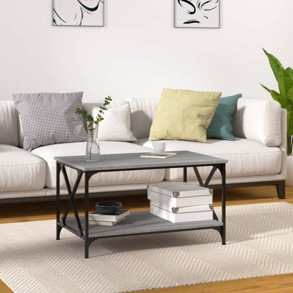 NNEVL Coffee Table Grey Sonoma 80x50x45 cm Engineered Wood and Iron