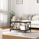 NNEVL Coffee Table Brown Oak 80x50x45 cm Engineered Wood and Iron