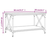 NNEVL Coffee Table Brown Oak 80x50x45 cm Engineered Wood and Iron