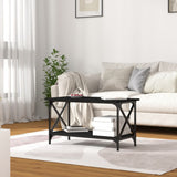 NNEVL Coffee Table Black 80x45x45 cm Engineered Wood and Iron