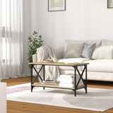 NNEVL Coffee Table Sonoma Oak 80x45x45 cm Engineered Wood and Iron