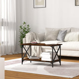 NNEVL Coffee Table Smoked Oak 80x45x45 cm Engineered Wood and Iron