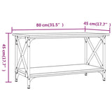 NNEVL Coffee Table Smoked Oak 80x45x45 cm Engineered Wood and Iron