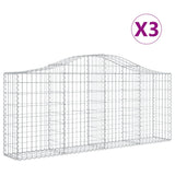 NNEVL Arched Gabion Baskets 3 pcs 200x30x80/100 cm Galvanised Iron