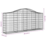 NNEVL Arched Gabion Baskets 9 pcs 200x30x80/100 cm Galvanised Iron