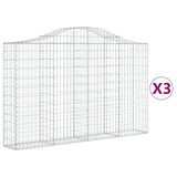 NNEVL Arched Gabion Baskets 3 pcs 200x30x120/140 cm Galvanised Iron