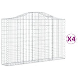 NNEVL Arched Gabion Baskets 4 pcs 200x30x120/140 cm Galvanised Iron