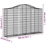 NNEVL Arched Gabion Baskets 4 pcs 200x30x120/140 cm Galvanised Iron