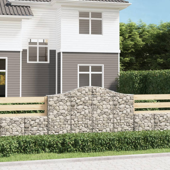 NNEVL Arched Gabion Baskets 4 pcs 200x30x120/140 cm Galvanised Iron