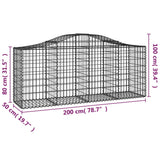 NNEVL Arched Gabion Baskets 14 pcs 200x50x80/100 cm Galvanised Iron
