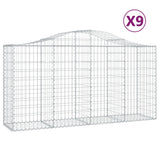 NNEVL Arched Gabion Baskets 9 pcs 200x50x100/120 cm Galvanised Iron