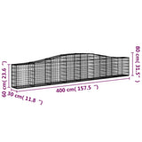 NNEVL Arched Gabion Baskets 4 pcs 400x30x60/80 cm Galvanised Iron