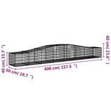 NNEVL Arched Gabion Baskets 4 pcs 400x50x40/60 cm Galvanised Iron
