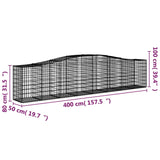 NNEVL Arched Gabion Baskets 4 pcs 400x50x80/100 cm Galvanised Iron