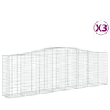 NNEVL Arched Gabion Baskets 3 pcs  400x50x120/140 cm  Galvanised Iron