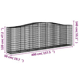 NNEVL Arched Gabion Baskets 3 pcs  400x50x120/140 cm  Galvanised Iron