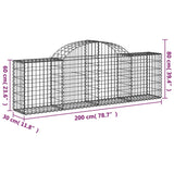 NNEVL Arched Gabion Baskets 4 pcs 200x30x60/80 cm Galvanised Iron