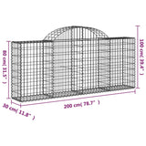 NNEVL Arched Gabion Baskets 6 pcs 200x30x80/100 cm Galvanised Iron