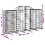 NNEVL Arched Gabion Baskets 7 pcs 200x30x100/120 cm Galvanised Iron