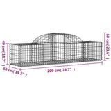 NNEVL Arched Gabion Baskets 3 pcs 200x50x40/60 cm Galvanised Iron