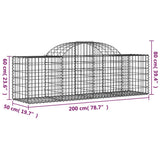 NNEVL Arched Gabion Baskets 3 pcs 200x50x60/80 cm Galvanised Iron