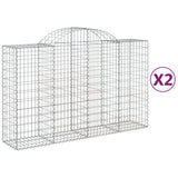 NNEVL Arched Gabion Baskets 2 pcs 200x50x120/140 cm Galvanised Iron