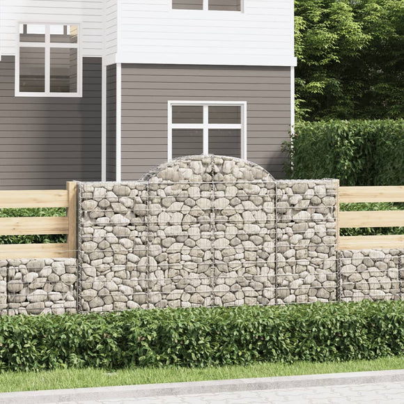 NNEVL Arched Gabion Baskets 3 pcs 200x50x120/140 cm Galvanised Iron